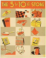 Poster for the WPA shows various items that can be purchased at the 5 & 10¢ store