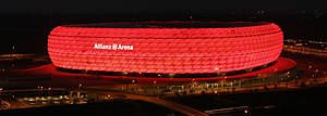 Allianz Arena illuminated red