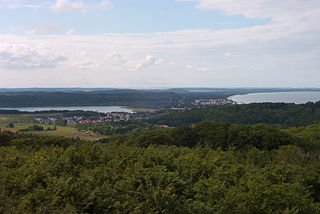 View over the foothills of the Granitz from the hunting lodge (a castle) looking towards Binz, Rügen Island