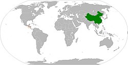 Map indicating locations of China and El Salvador