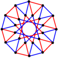 3{6}2, or , with 24 vertices in black, and 16 3-edges colored in 2 sets of 3-edges in red and blue[14]