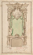 Fireplace and mantle design by Nicolas Pineau (1st half of 18th century)