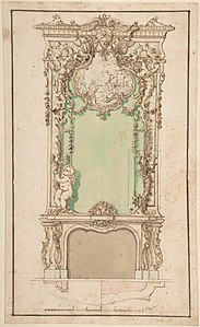 Design for a mantlepiece by Nicolas Pineau (early 18th C.)