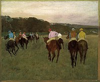 Chevaux de course à Longchamp, Edgar Degas, 1873–1875
