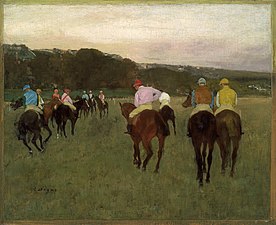 Edgar Degas, Racehorses at Longchamp, 1873–1875