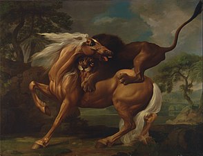 A Lion Attacking a Horse, by George Stubbs, 1762