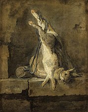 Dead Rabbit and Hunting Gear (ca. 1727), oil on canvas., 81 x 65 cm., Louvre