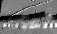 Close-up view of Labeatis Fossae, as seen by THEMIS. Labeatis Fossae is in the Lunae Palus quadrangle.