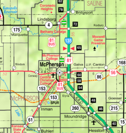KDOT map of McPherson County (legend)