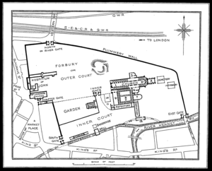 Map of Reading Abbey before its destruction.