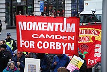 A Momentum banner at a rally