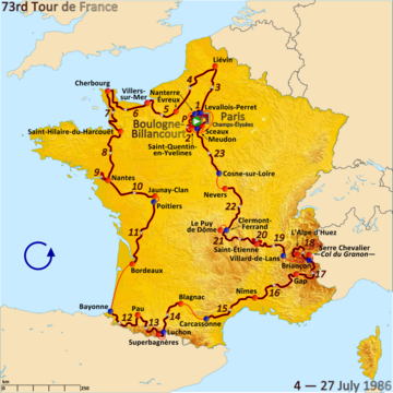 Route of the 1986 Tour de France