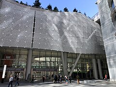 Salesforce Transit Center in San Francisco. The outer "skin", made of white aluminum, is perforated in the pattern of a Penrose tiling.