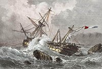 The wreck of Superbe at Paros on 15 December 1833