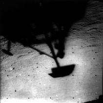 Surveyor 1's shadow against the lunar surface (upside-down image)