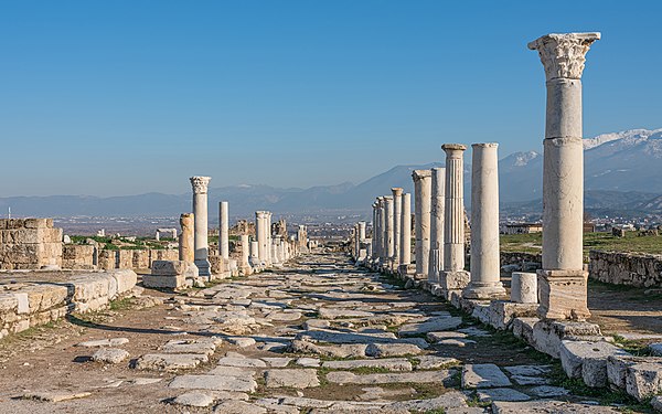 Ruins of a colonnaded street in Laodicea on the Lycus