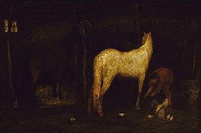 In the Stable (early to mid 1870s) oil on canvas, 21 x32 in. Smithsonian American Art Museum