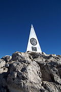 Guadalupe Peak summit, with a pyramid commemorating the 100th anniversary of the Butterfield Overland Mail
