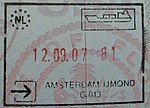 Entry stamp for ferry travel, issued at the port of Amsterdam IJmond in Netherlands