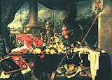 Jan Davidsz. de Heem Stillleben mit Hummer, Goldpokal, Blumen u. a., 1642, Privatbesitz
