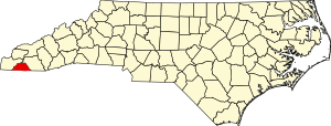 Map of North Carolina highlighting Clay County