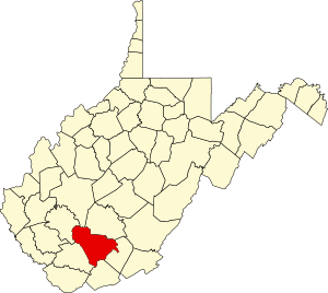 Map of West Virginia highlighting Raleigh County