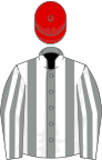 White and grey stripes, grey cap