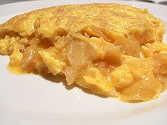 Tortilla de Betanzos, characterised by being softer or "runny"