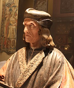 Posthumous bust of Henry VII by his tomb in the Henry VII Chapel of Westminster Abbey by Italian sculptor Pietro Torrigiani (1509)