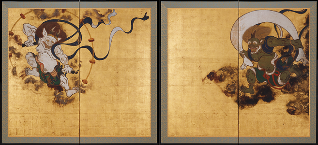 Folding screen depicting Raijin (left) and Fūjin (right), by Tawaraya Sōtatsu.