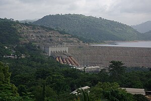 Akosombo Dam in Eastern Region as seen from the Volta Hotel