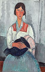 Amedeo Modigliani: Gypsy Woman with Baby (1919)