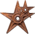The Barnstar Star is awarded to users who are bold in creating awards for the community. Introduced by cyde, designed by Sango123 and WillMak050389. Was re-done by F9T.