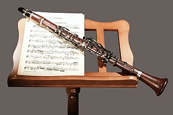 Boehm clarinet on music stand