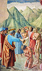 X=Baptism of the Neophytes, Masaccio