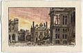 A view of the downtown in ruins on 20 August 1917 showing the destroyed Hôtel de Ville and Palais de Justice, among other core buildings; as shown on a war-charity art postcard painted by A. B. Denvil.