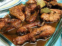 Philippine adobo is a popular Filipino dish and cooking process in Filipino cuisine.