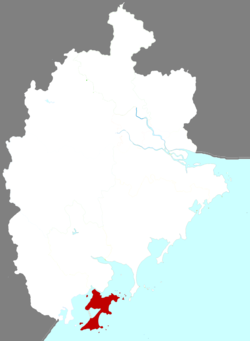 Location of Dongshan in Zhangzhou