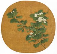 The White Jasmine Branch, painting of ink and color on silk by Chinese artist Zhao Chang, early 12th century