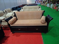 An upholstered couch