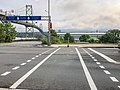 A new "crossride" (a combined pedestrian-cycle crossing) links the Macdonald Bridge to the Barrington Greenway