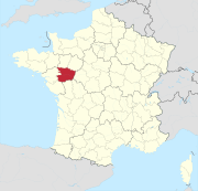 Lage des Departements Maine-et-Loire in Frankreich