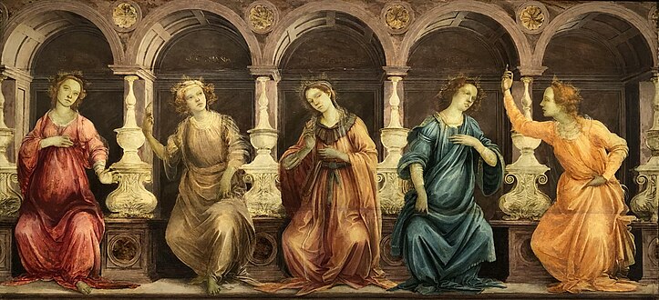 Filippino Lippi, Five Sibyls Seated in Niches: the Samian, Cumean, Hellespontic, Phrygian and Tiburtine, ca. 1465-1470, Christ Church, Oxford.