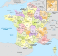 Französische Regionen und Départements (Namen und Nummern) bis Ende 2015