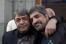 Hakhverdyan (left) with Harout Pamboukjian at Freedom Square in 2012