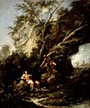 Magnasco und Antonio Francesco Peruzzini: Landschaft mit Versuchung Christi, um 1715, Öl auf Leinwand, 116,8 × 95,8 cm, Los Angeles County Museum of Art
