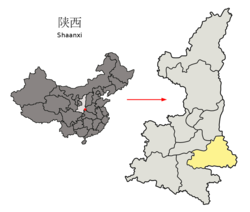 Location of Shangluo Prefecture within Shaanxi