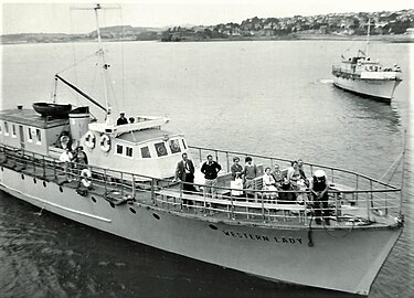 Fairmile B boat ML535 served with the 63rd ML Flotilla 1942-44. The picture shows her in 1962 after conversion to a ferry MV Western Lady