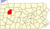 State map highlighting Clarion County