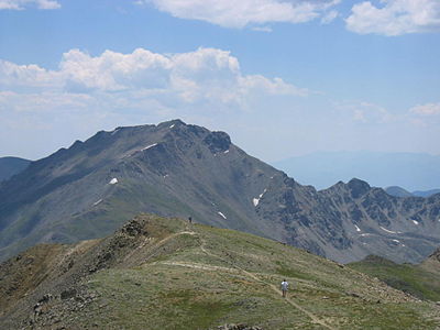 Mount Harvard is the highest of the Collegiate Peaks and the third-highest peak of the Rocky Mountains.